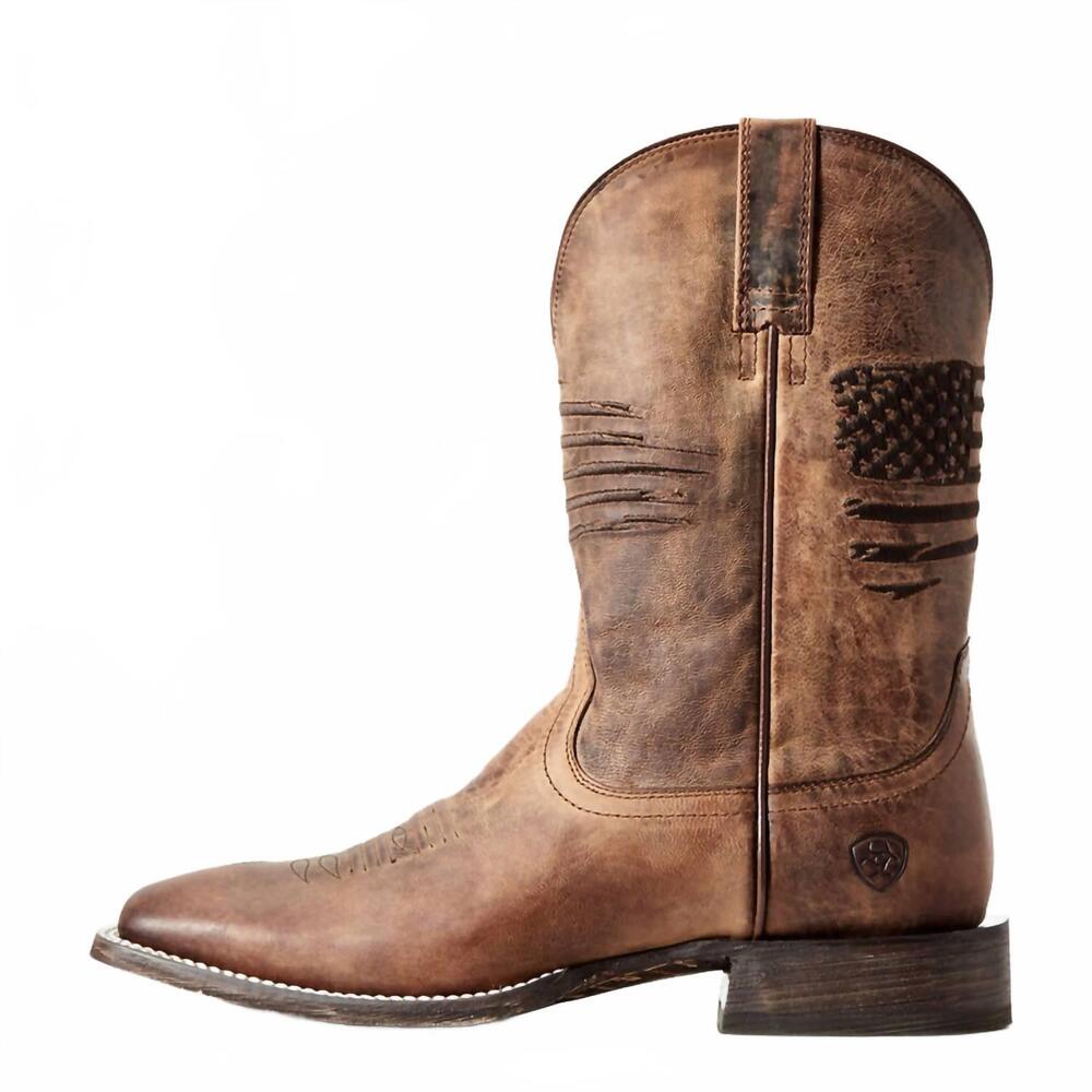 NEW ARIAT men's circuit patriot cowboy boot in weathered tan - Picture 2 of 6